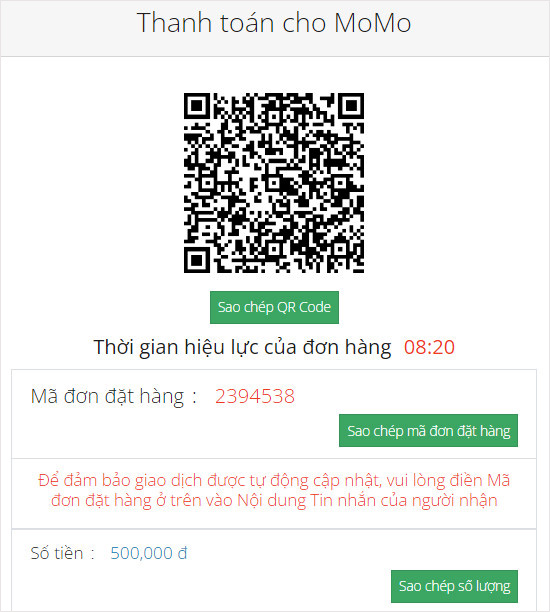 Mở app Momo để quét mã QR và thanh toán