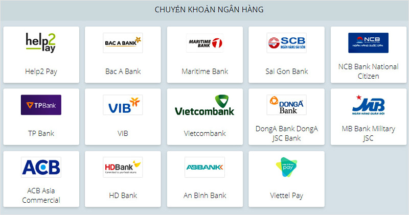 Casino online 22Bet liên kết với nhiều ngân hàng lớn tại Việt Nam